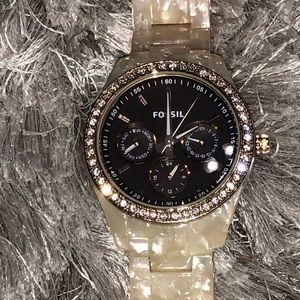 Mother of Pearl Chocolate Face Fossil watch